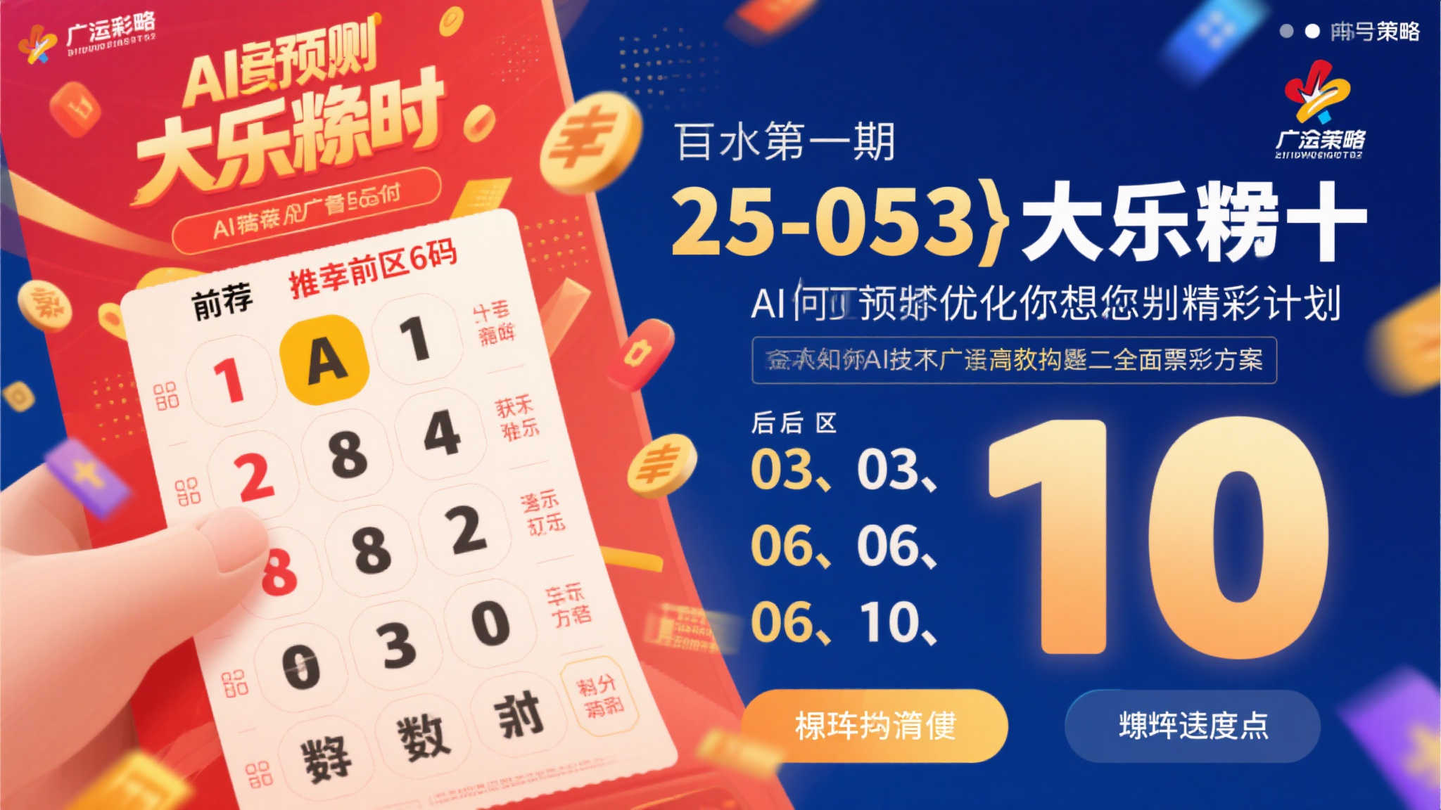 25-053期大乐透AI分析：前区精选六码，后区锁定03、06、10