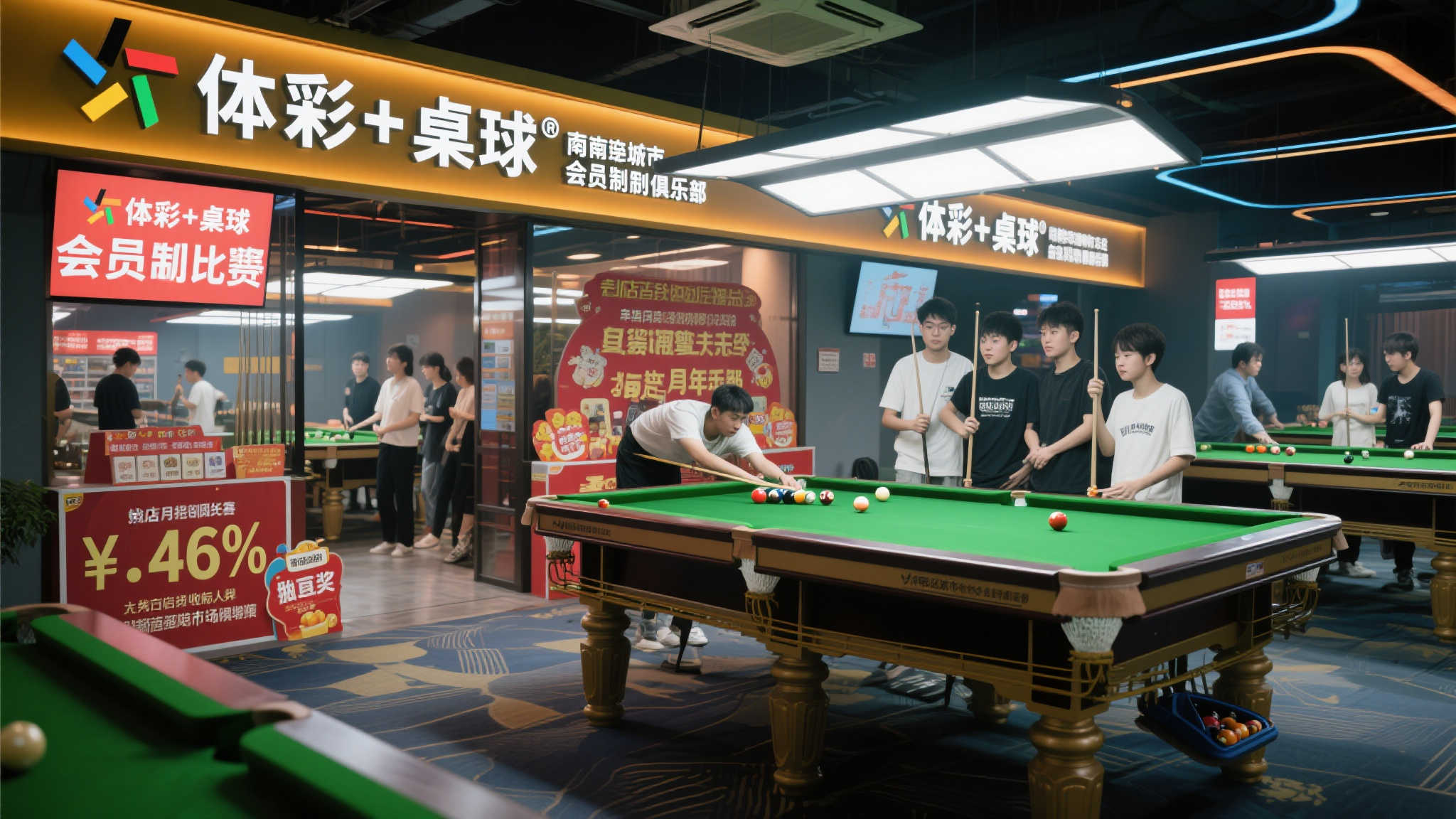 体彩与桌球融合‘潮运动风’店铺，打造放松新去处