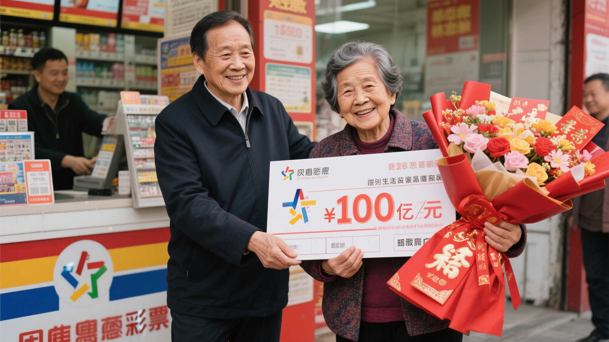 60岁阿姨喜中亿元彩票大奖 豪气送店主十多万红包